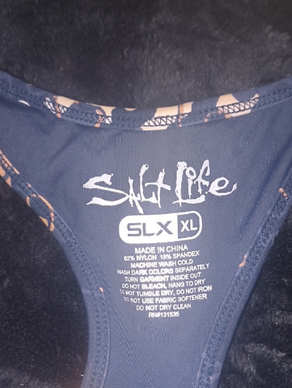 Salt Life Blue & Navy Camo Racerback Sports Bra with Tan Accents - Picture 2 of 4
